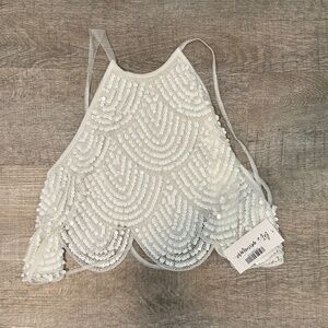 12th Tribe Cleo White Sequin Halter NWT